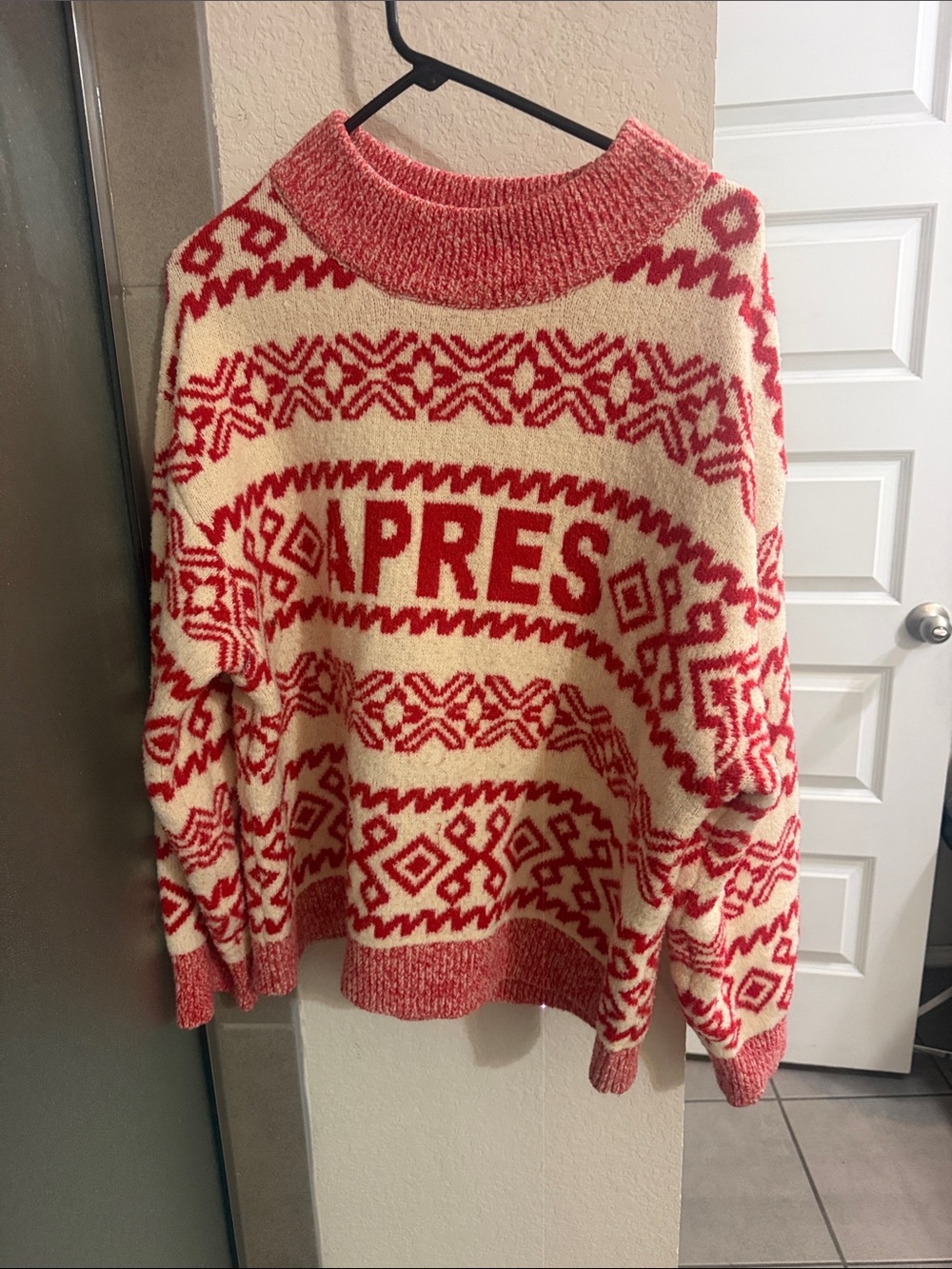 a new day Red & Cream 'APRES' Nordic Turtleneck Sweater
